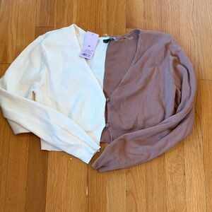 Wild Fable Cream and Brown Cardigan